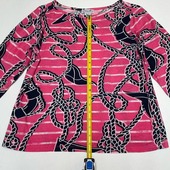 Caribbean Joe & Co. Pullover Blouse, 3/4 Sleeve, Navy/Pink/White, Nautical, M - Picture 8 of 8